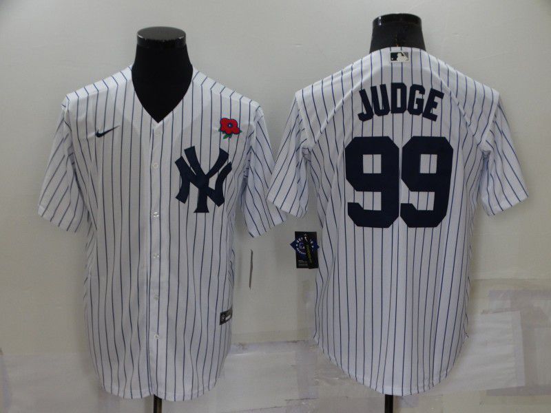 Men New York Yankees 99 Judge White Strip Game 2022 Nike MLB Jersey